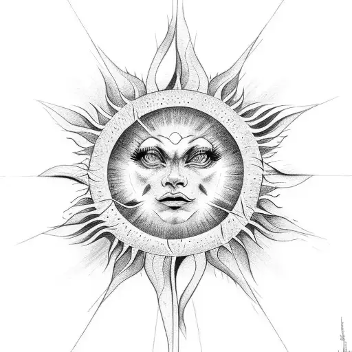 Sun With Its Sun Rays Stratching Out Like Tendrils