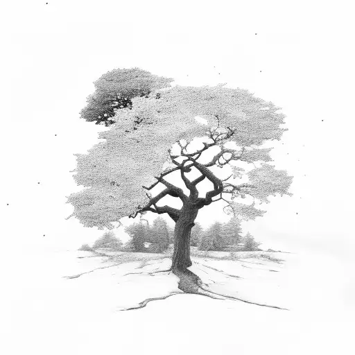 Oak Tree With Text On The Routes