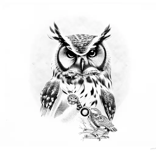 Owl And Turle Having A Drink