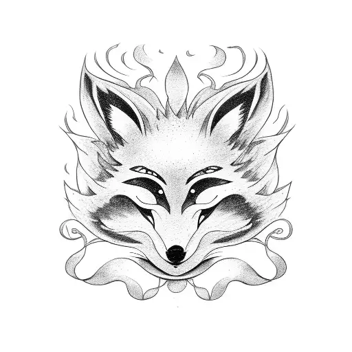 Kitsune Mask In In Lily Flowers