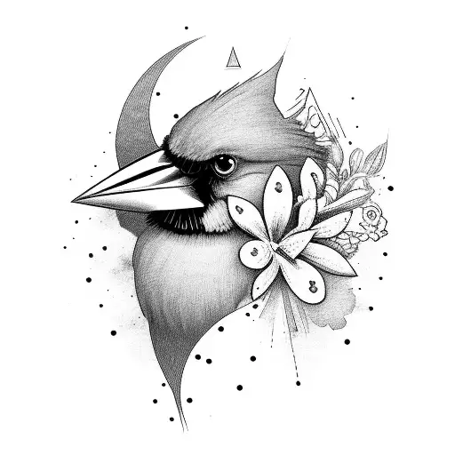 An Abstract Cardinal Surrounded By Flowers