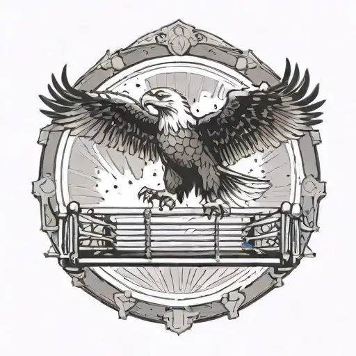 An Eagle Soaring Over A Boxing Ring