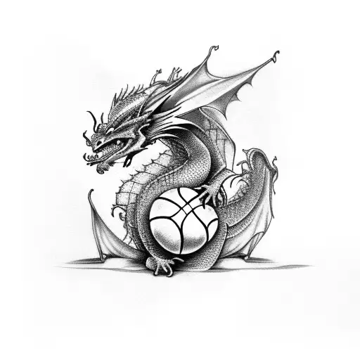 Dragon Holding A Basketball