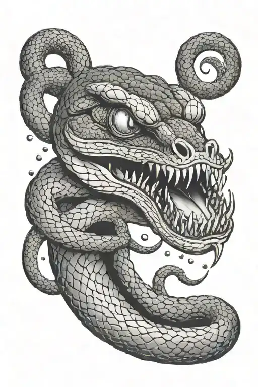 Snake With Open And Angry Mouth