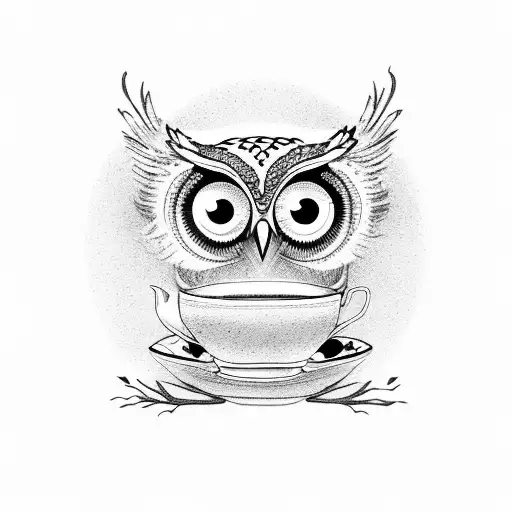 Owl And Turle Having A Tea Party