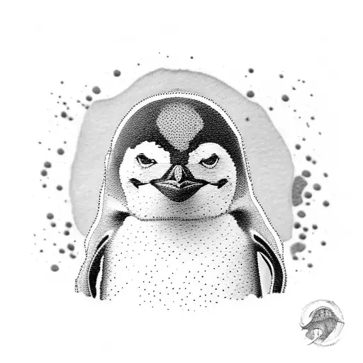 A Penguin With The Scratched Number 7