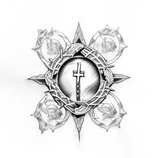 Bible Jesus Rose Thorn Crown Crucifiction