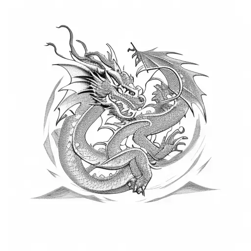 Dragon In The Dark With Lilies