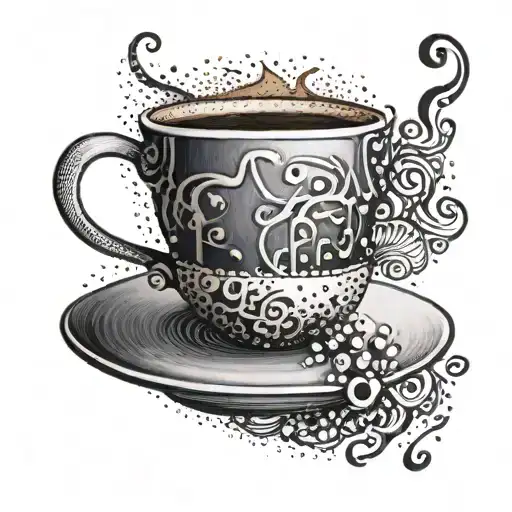 A Tattoo Of A Coffee Cup With Musical Notes Forming Steam