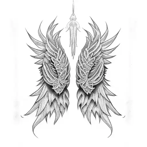 Horizontal Long Angel Wings