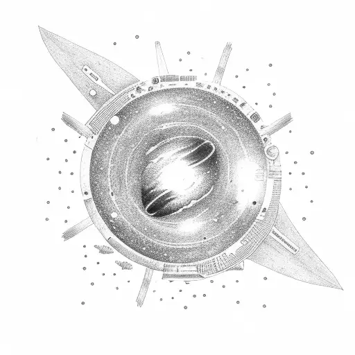 A Navy Ship Sailing Through A Galaxy Made Of Mandarin Slices