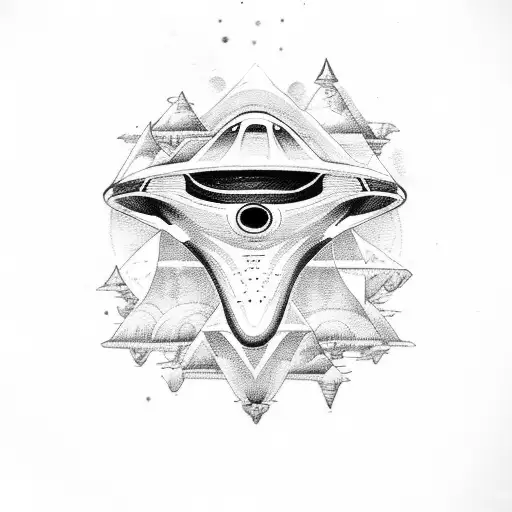 An Alien Spaceship Landing On A Beach With Mysterious Blue-eyed Creatures