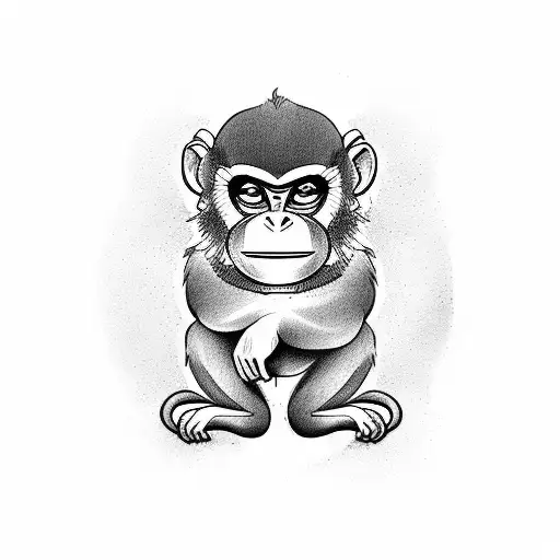Create A Tattoo Of A Monkey Holding A Magnet And Attracting Various Animals Around It