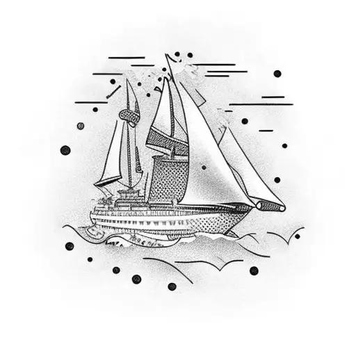 A Dotwork Design Of A Disney Cruise Ship Sailing Around The Globe