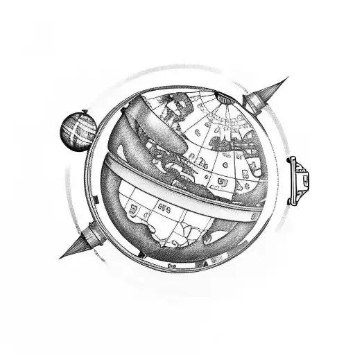 Open Suitcase With A Globe Inside