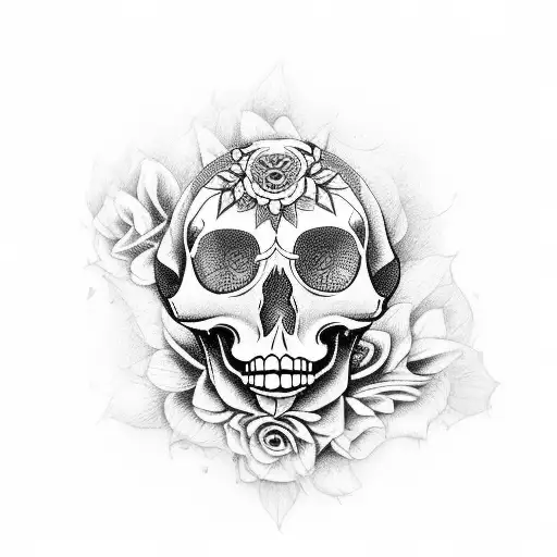 A Floral Wreath With Hidden Skull And Bone Elements