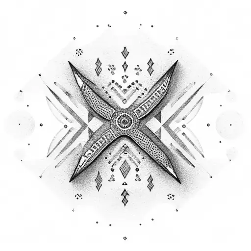 Dotwork Design Of A Boomerang Surrounded By Native Australian Flowers