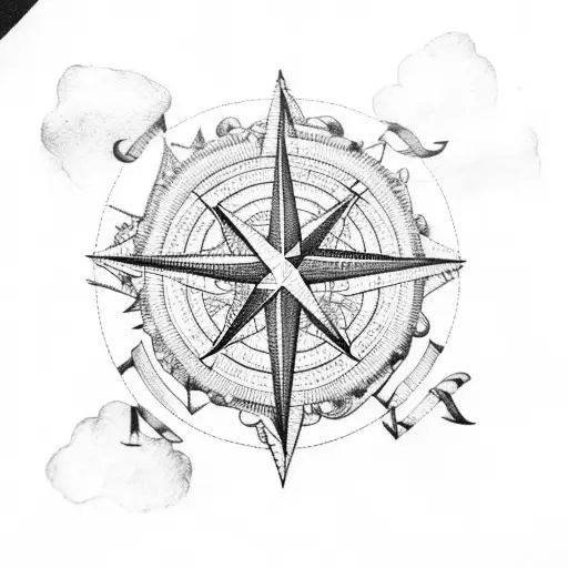 Caribbean Map With A Compass Rose And A Sailing Ship