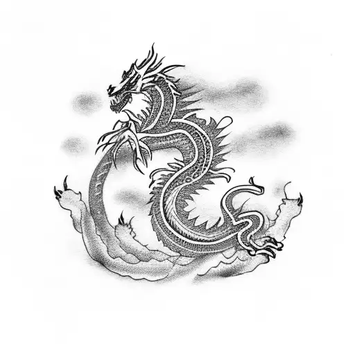 Asian-inspired Palm Tree With Traditional Dragon