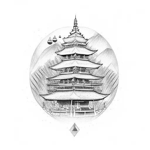 Bamboo Forest With A Hidden Pagoda