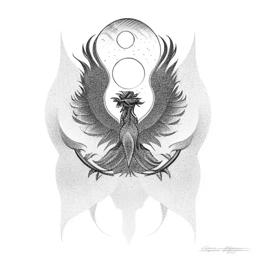 Silhouette Of Man With A Rising Phoenix Above Him