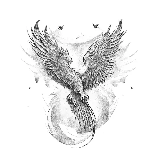 Silhouette Of Man With Phoenix