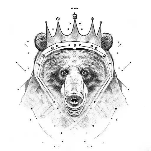 Bear Head With Crown And Cross Necks