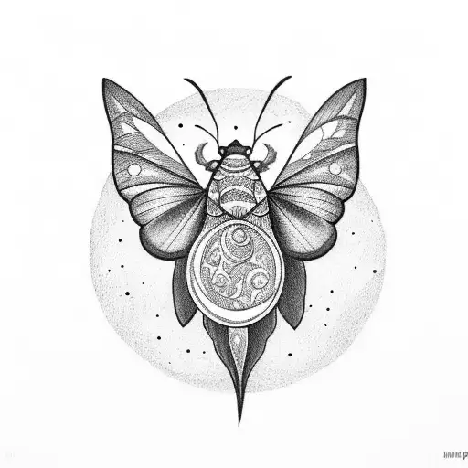 Moth With A Moon Above It