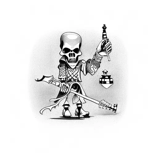 Grim Reaper Playing Chess With A Whisky