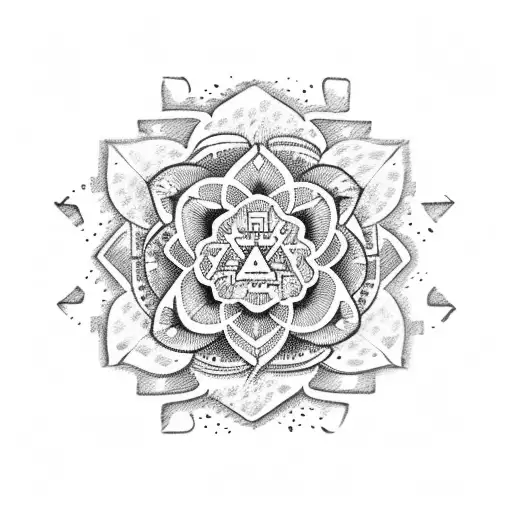 Flower Written In An Aztec Fond