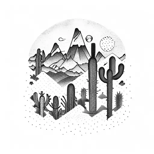 Cactus With Mountians