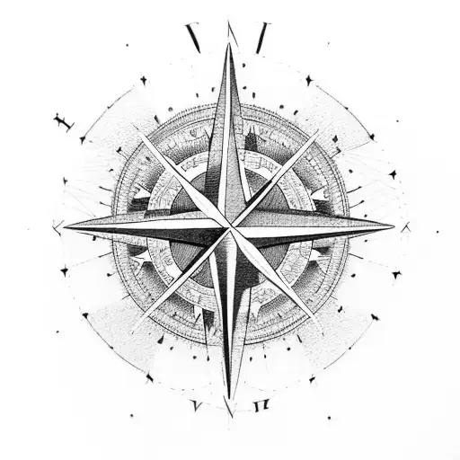 Compass Rose Tattoo With Date