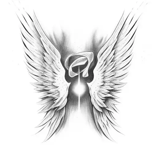 Angel Wings With The Name Dillon White Between Them