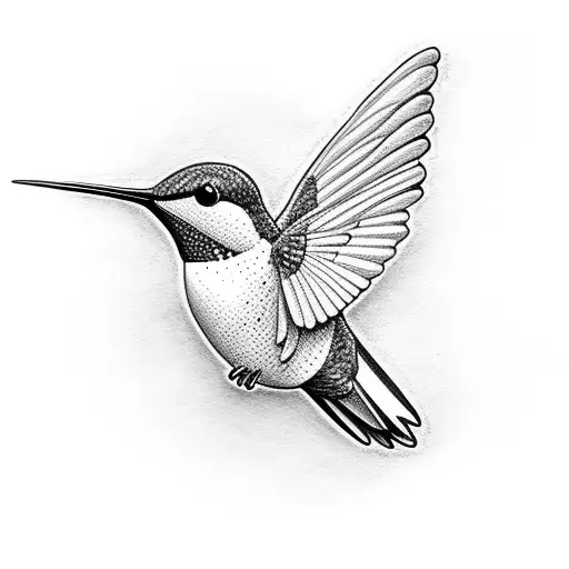 A Microrealistc Black And White Little Hummingbird