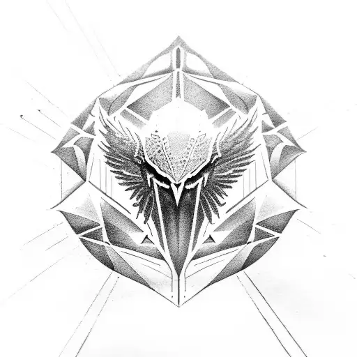 A Futuristic Interpretation Of The Assassin's Creed Logo Incorporating An Eagle