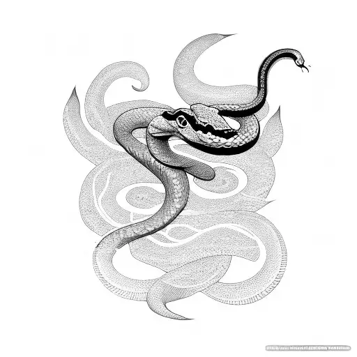 Snake With Flowers And Fire