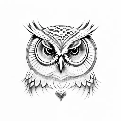Owl With Heart And Alphabets - O And M