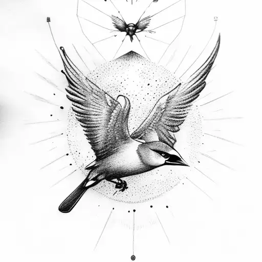 Icarus With Waxwings Reaching For The Sun