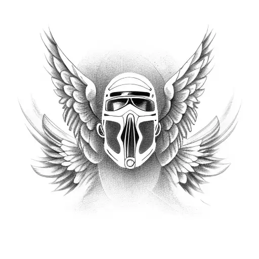 Motorcyclist With Angel In Background