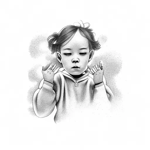 Kids Hand Holding Adults Hand And Kids Hair Fades Into Eyelashes Floating In The Air