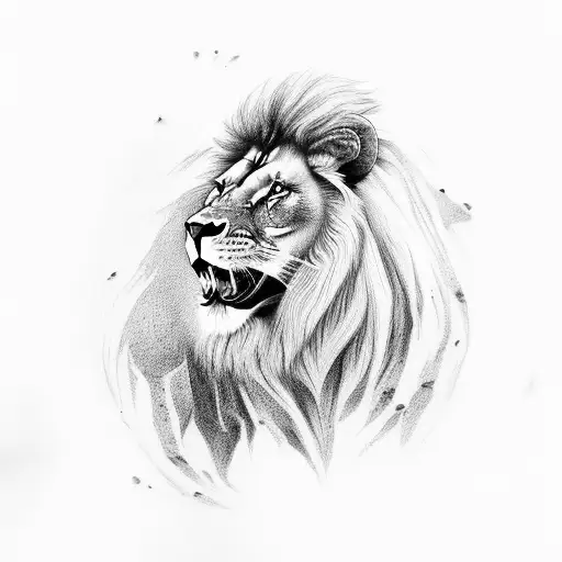 Photo Realistic Lion Rose And Skull