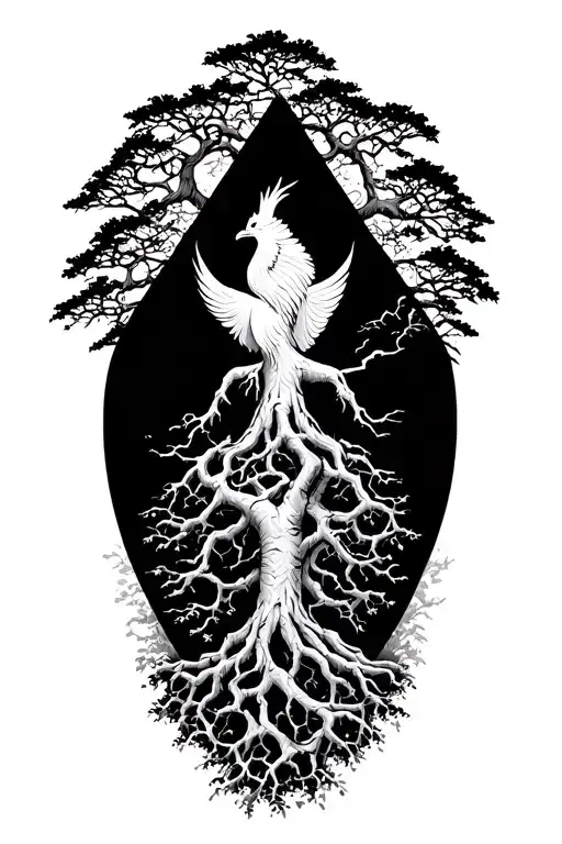 Banyan Tree With Recovery Triangle And Phoenix Rising