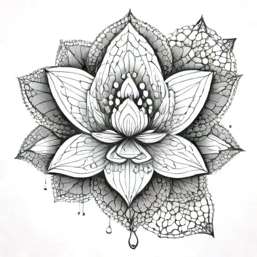 A Geometric Lotus Flower Design With Subtle Elements Of Meditation Symbols