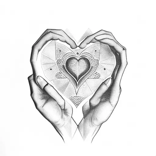 Hands In A Heart With A Sun