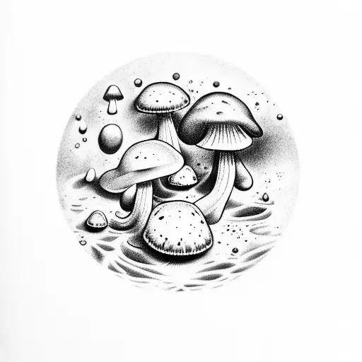 A Circle Of Hallucinogenic Mushrooms