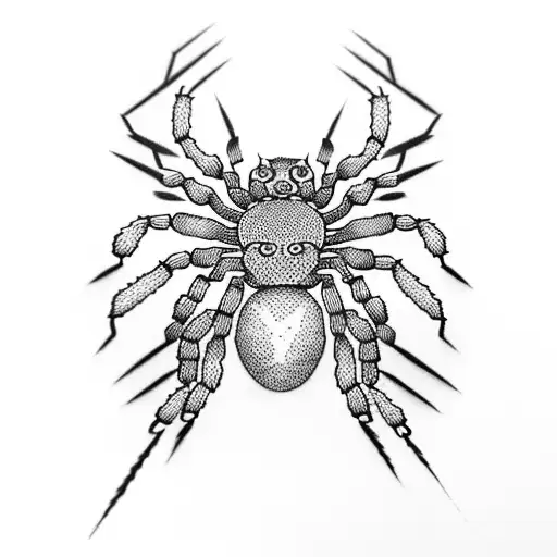 Spider Weaving A Knife Into Its Web