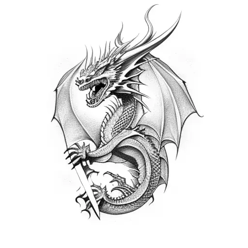 Dragon Around A Sword
