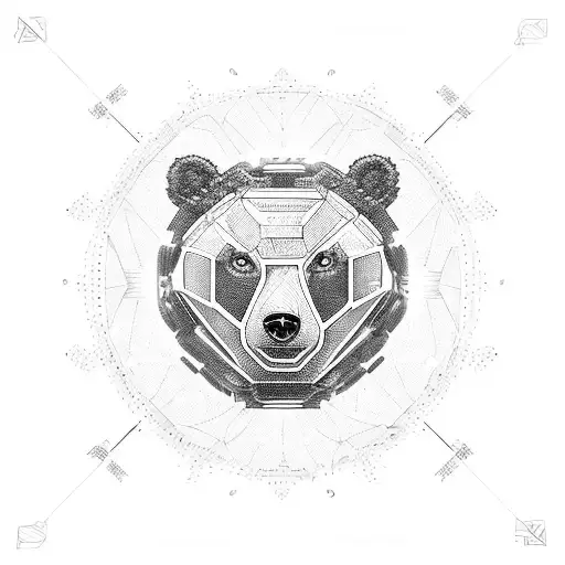 Cybernetic Bear Seamless Pattern