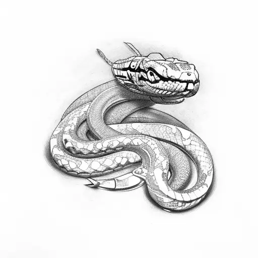 Cyberpunk Snake And Flowers