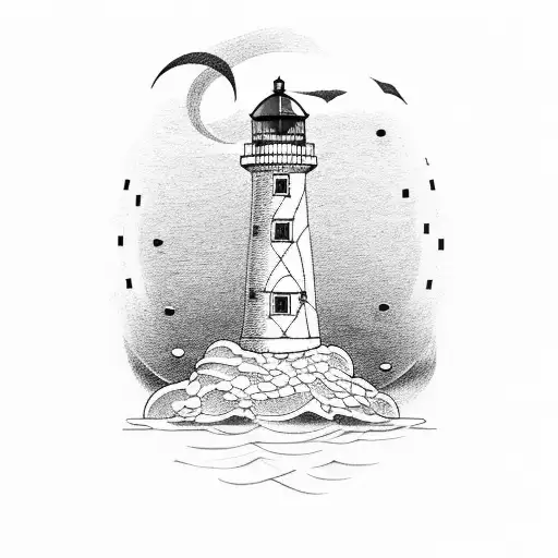 A Lighthouse On Top Of A Compass